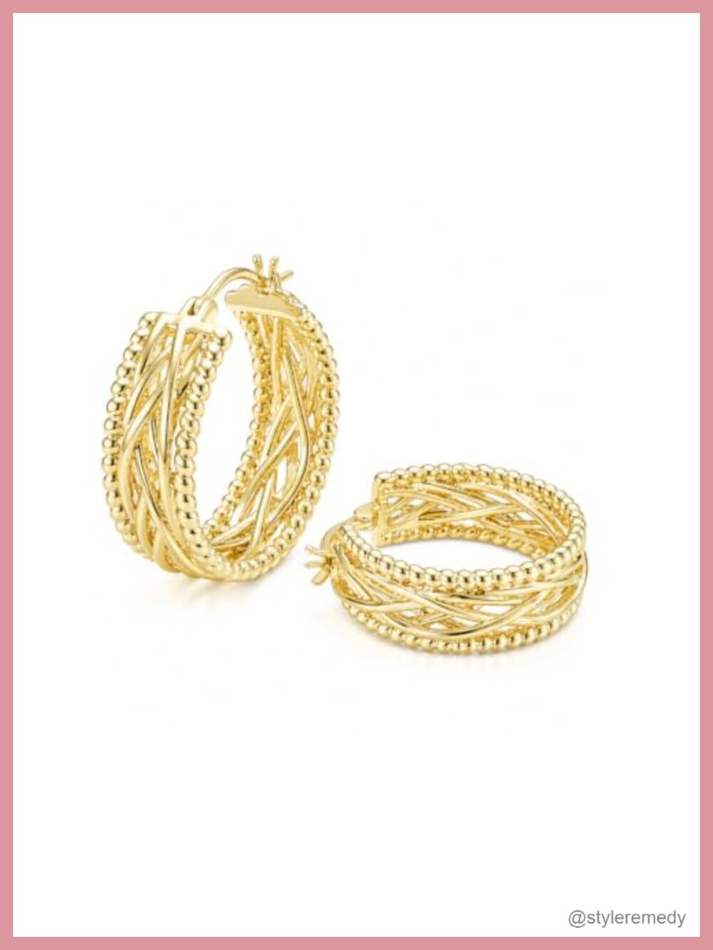 14k Gold Plated Twisted Braided Hoop Earrings Textured Huggie Women Jewelry